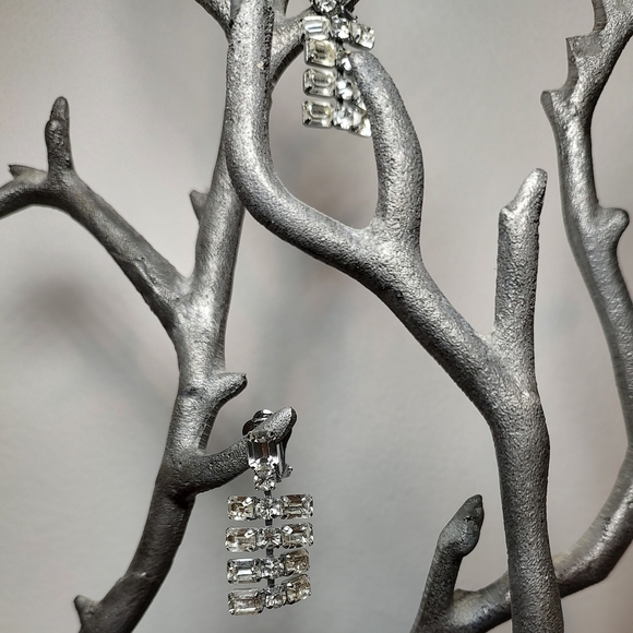 Elegant Crystal Clip-on Dangle Earrings Women's Jewelry Silver - Picture 3 of 4